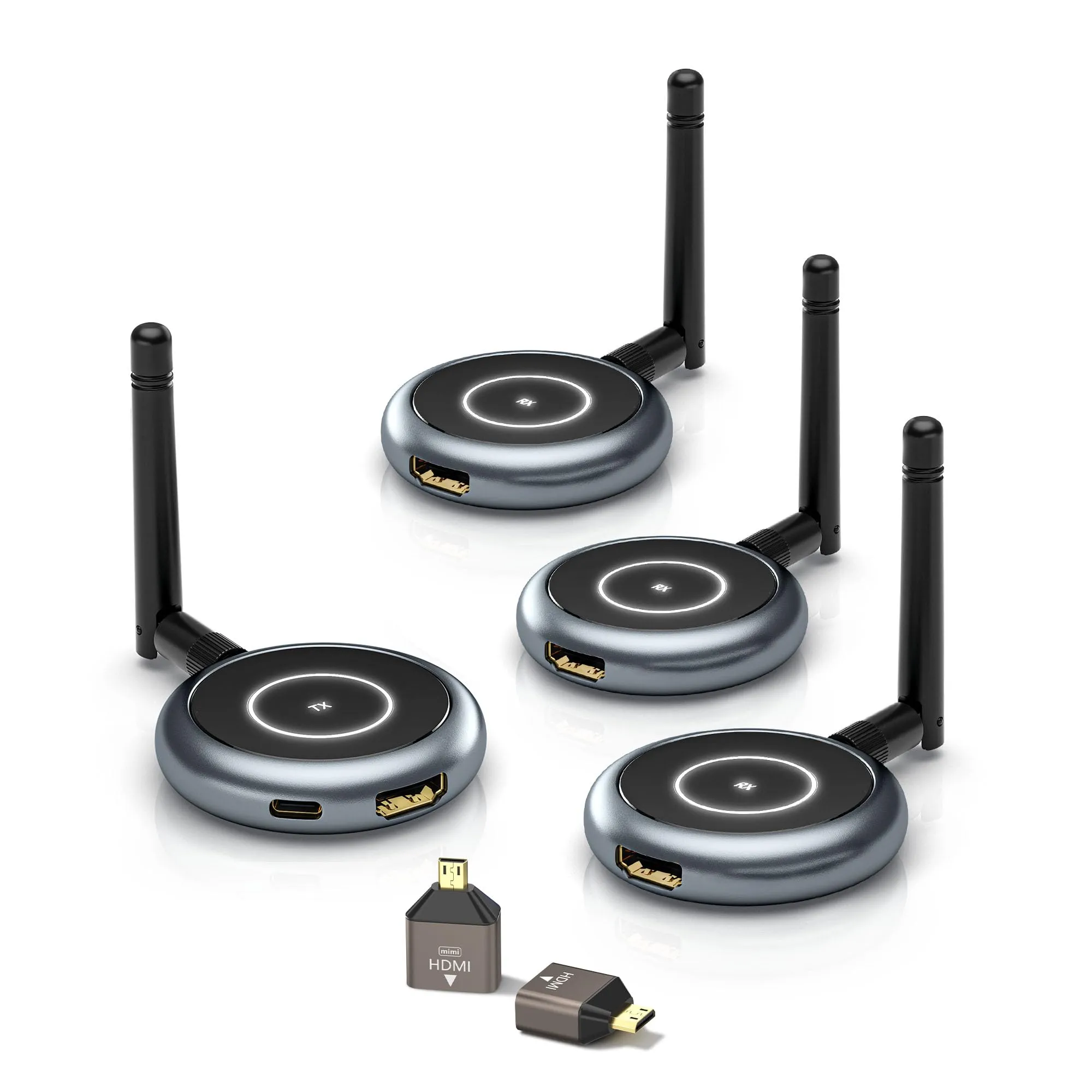 AIMIBO Wireless HDMI Transmitter & 3 Receivers, 1080P@60Hz, 165FT Range for Multiple Screens