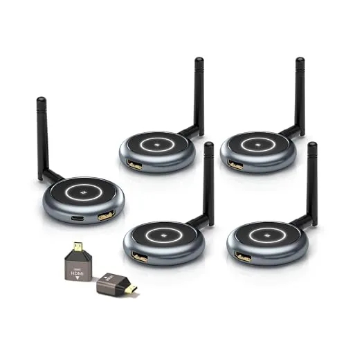 AIMIBO Wireless HDMI Transmitter & 4 Receivers, 1080P@60Hz, 165FT Range, Multiple Screens Supported