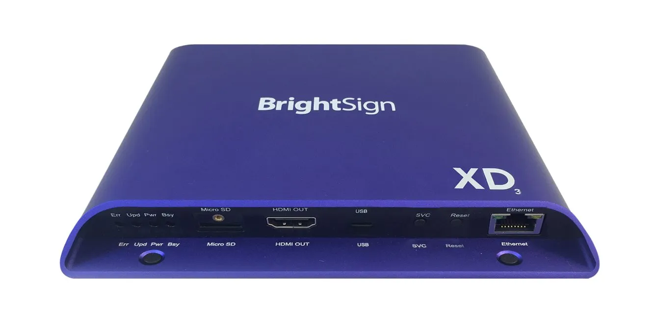 BrightSign XD1033 4K HTML5 Player with Dual Decoding, Gigabit Ethernet, M.2 SSD Interface