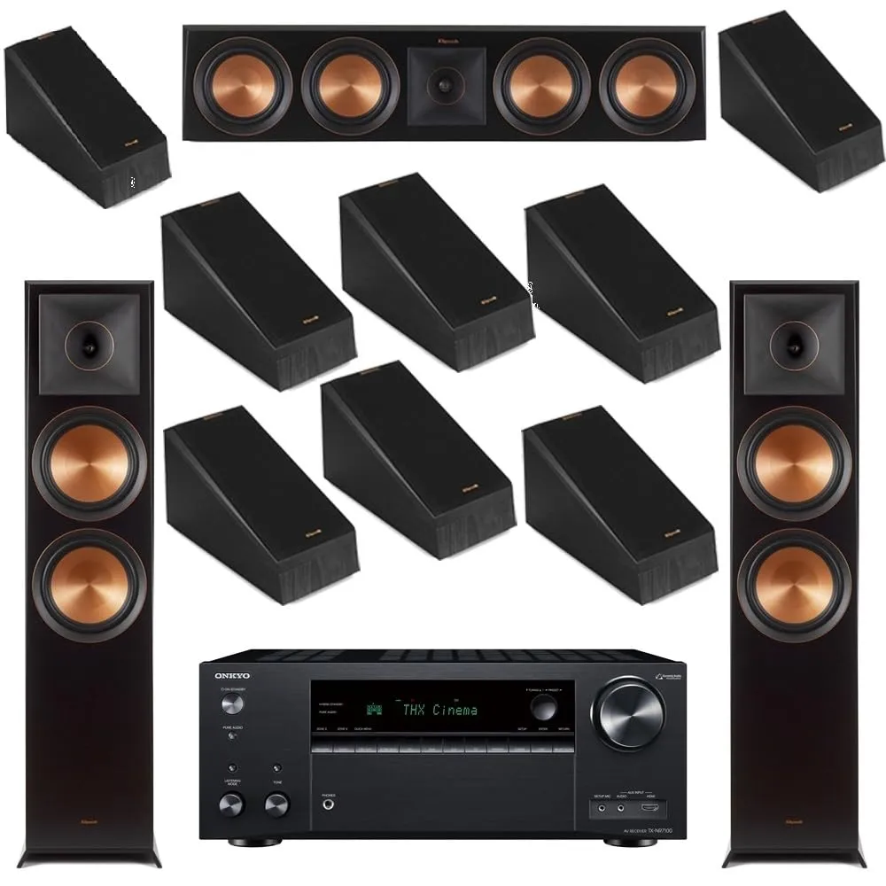 Klipsch 11.0 Ebony Home Theater System with RP-8000F, RP-504C, RP-500SA & ONKYO Receiver