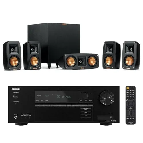 Klipsch 5.1-Channel Speaker System + Onkyo TX-SR3100 Receiver - Wireless Subwoofer & Satellite Speakers