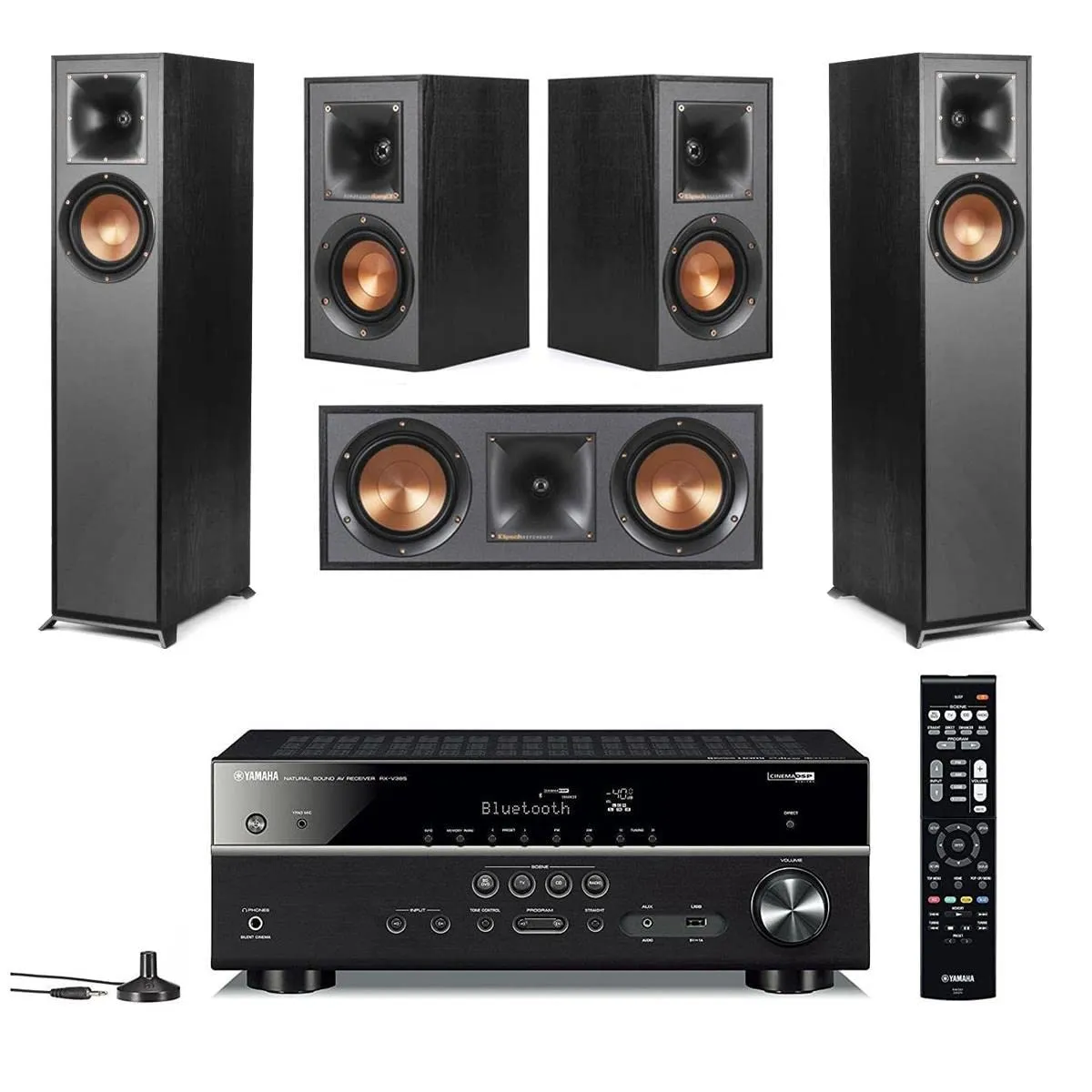 Klipsch Reference 5.0 Home Theater System with R-610F, R-52C, R-41M Speakers, RX-V385 Receiver