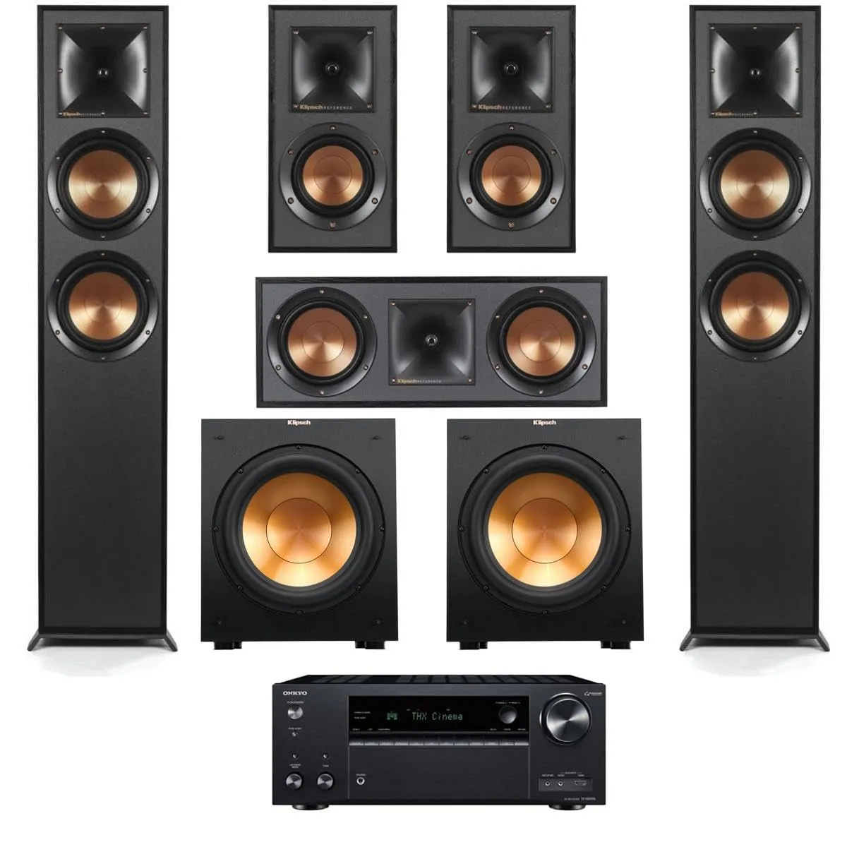 Klipsch Reference 5.2 Home Theater Pack with R-625FA Speakers, R-52C, R-41M, Subwoofers, Receiver