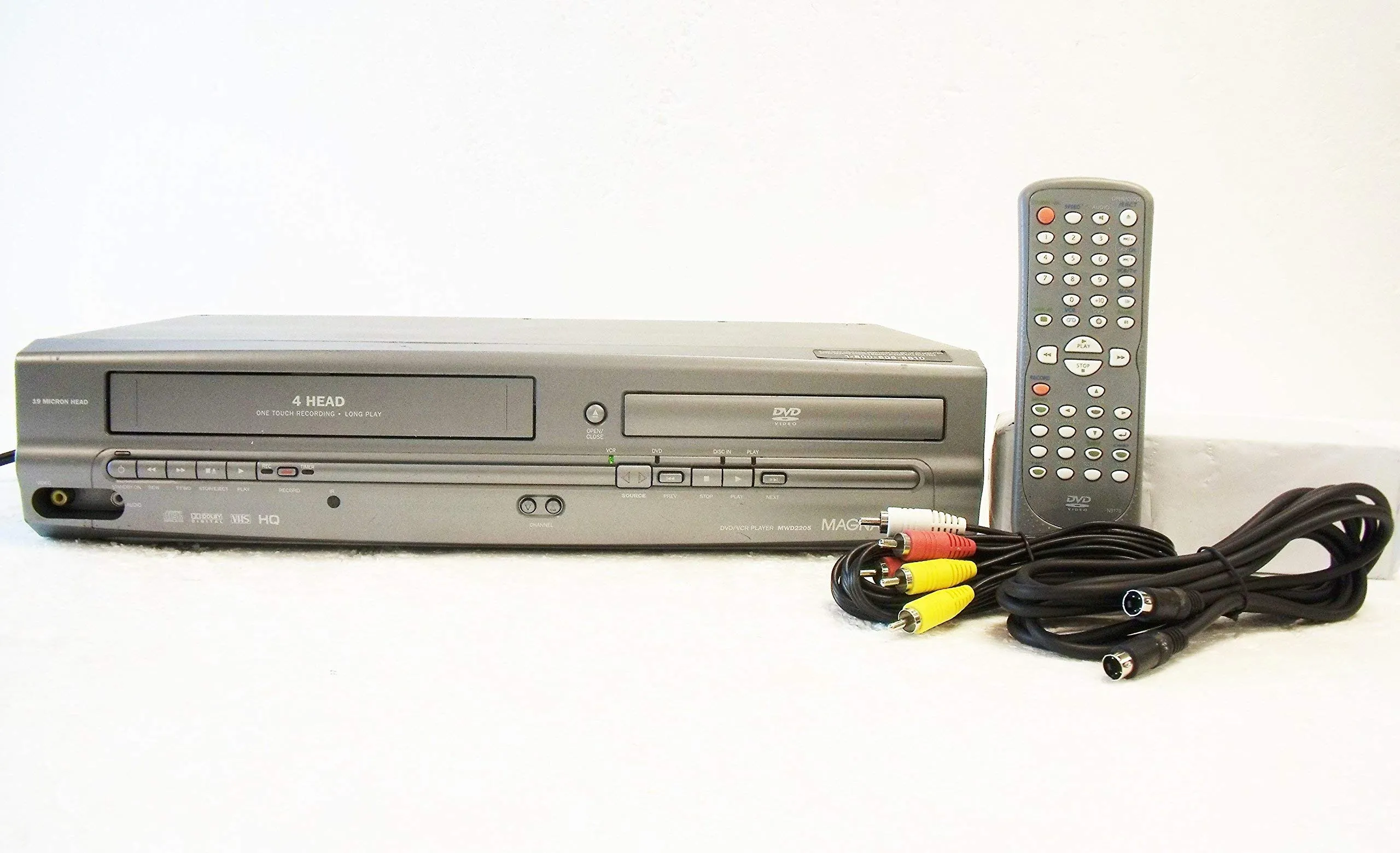 Magnavox MWD2205 DVD/VCR Combination Player - Slim Design, Remote Control, 4-Head VCR, Renewed