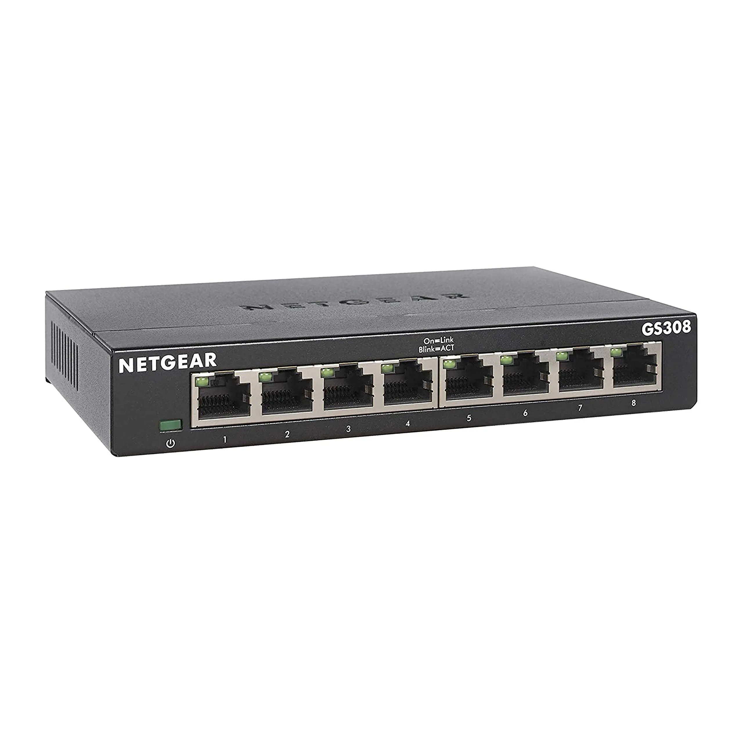 NETGEAR 8-Port Non-Managed Switch, Metallic Finish, RJ45 Interface for Desktop Use