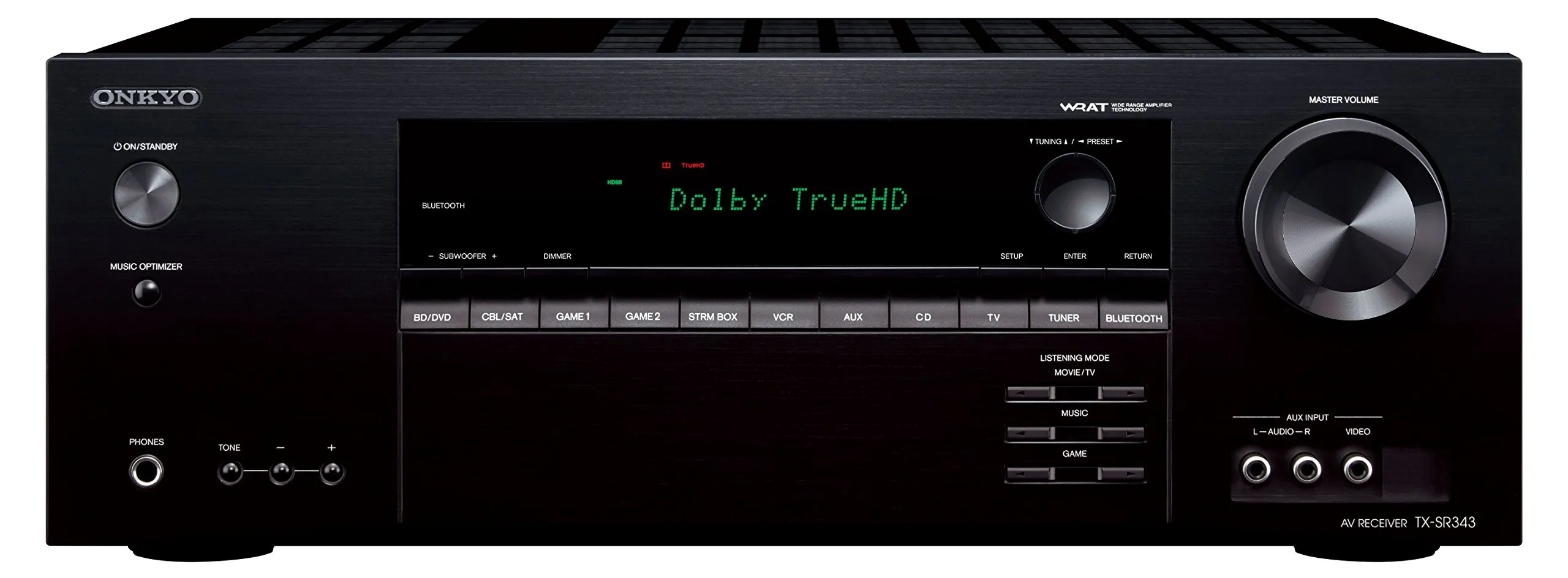 Onkyo TX-SR343 5.1-Channel A/V Receiver with Bluetooth, 4K/60Hz HDMI, 110W/Ch Power Output