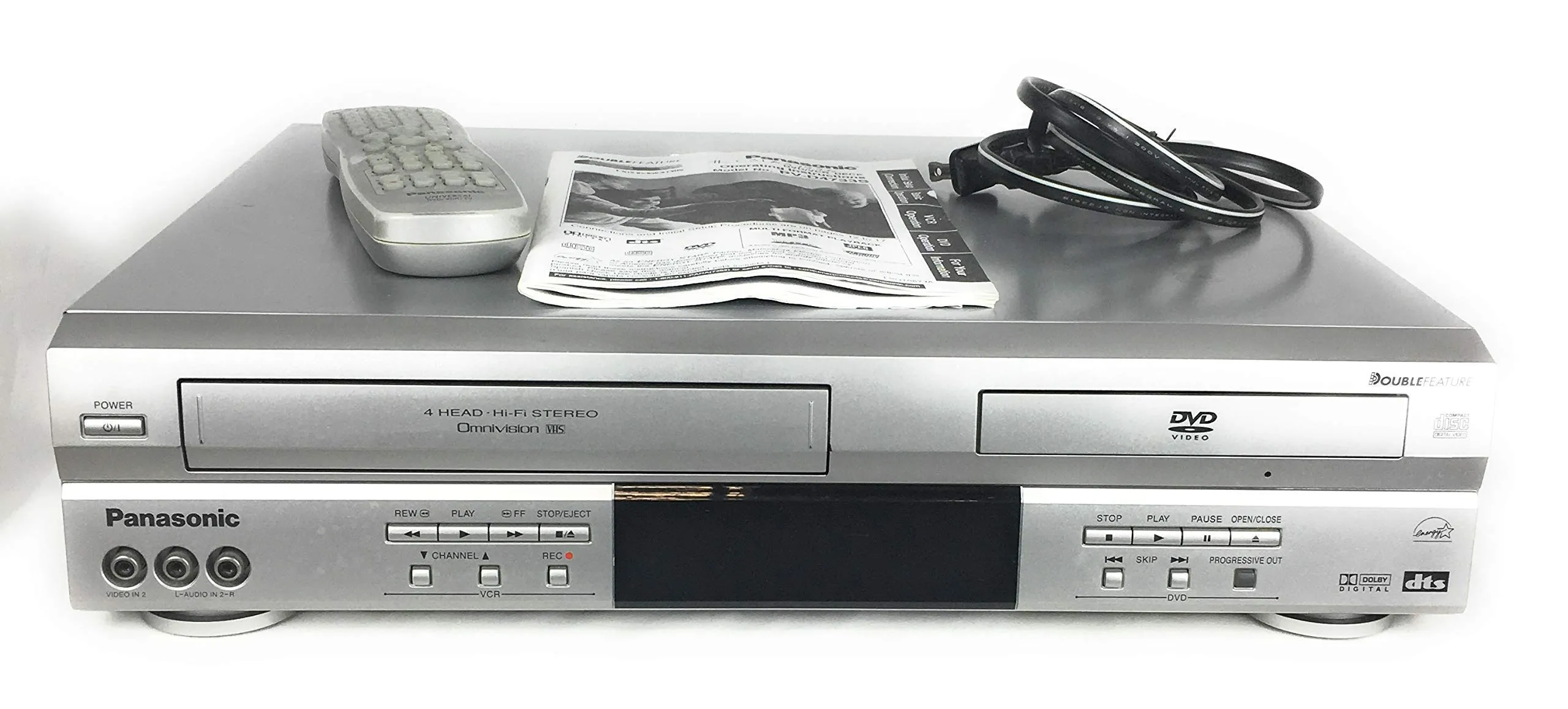 Panasonic PV-D4733S DVD/VCR Combo Deck with Remote, 4-Head VCR, MP3, Automatic Head Cleaner