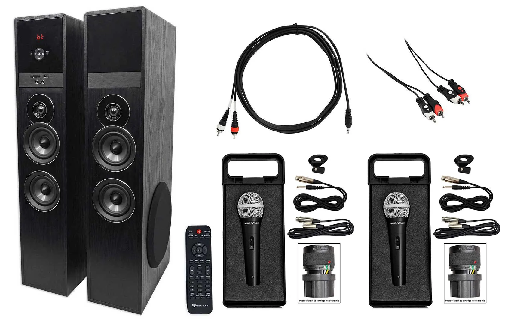 Rockville All-in-One Bluetooth Home Theater System with Dual 8' Subs and 2 Mics