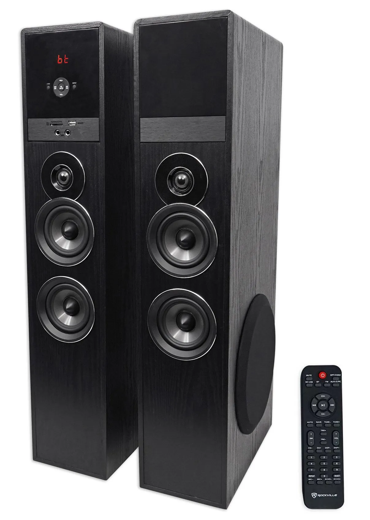 Rockville TM80B Bluetooth Home Theater Tower Speaker System with Dual 8' Subwoofers