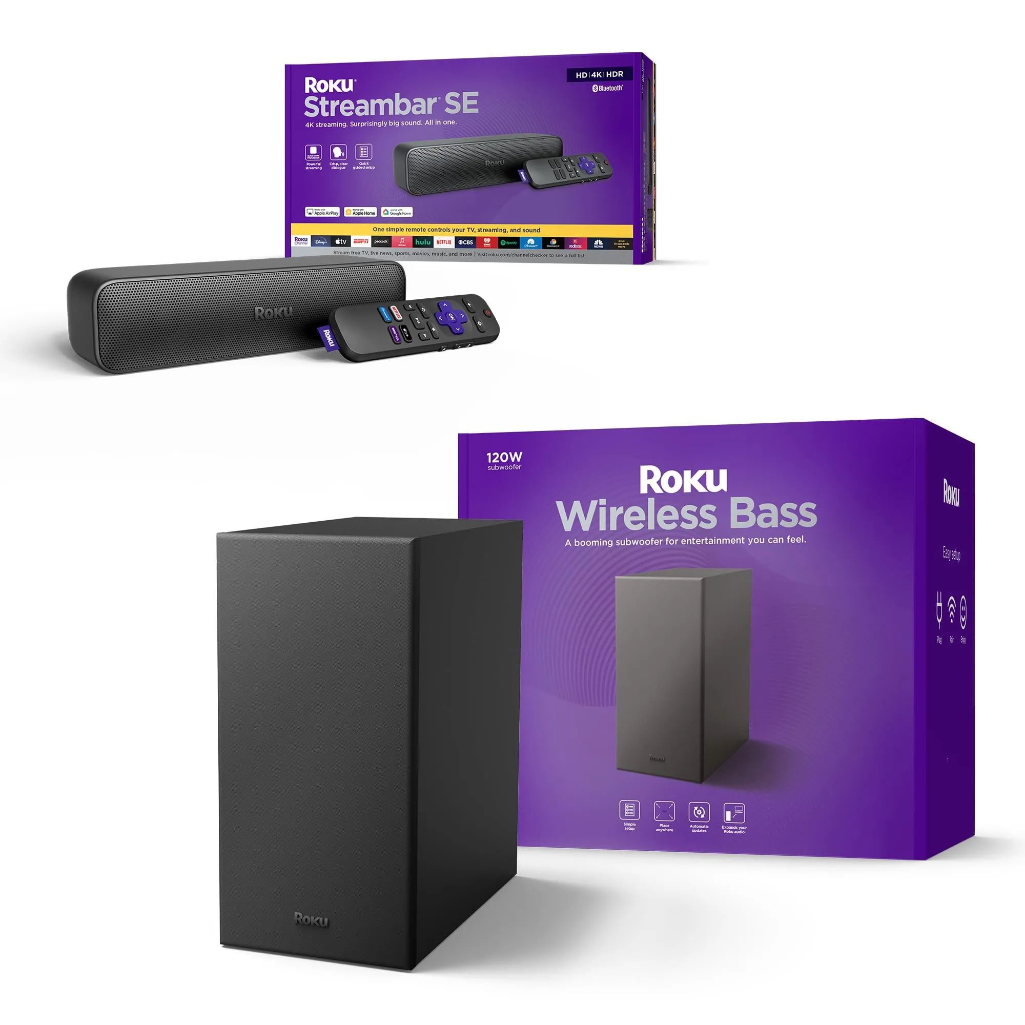 Roku 4K HDR Streambar SE & Wireless Bass Bundle for Premium Audio Experience