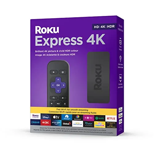 Roku Express 4K 2022 Streaming Media Player HD/4K/HDR with Simple Remote & HDMI Cable