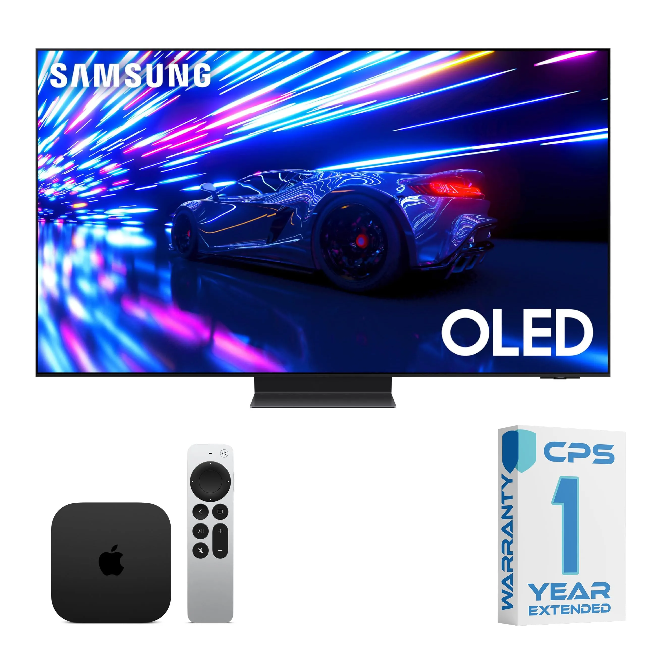 SAMSUNG 65-Inch S95D OLED Smart TV Bundle with 64GB AppleTV & 1-Year Assurance Add-On