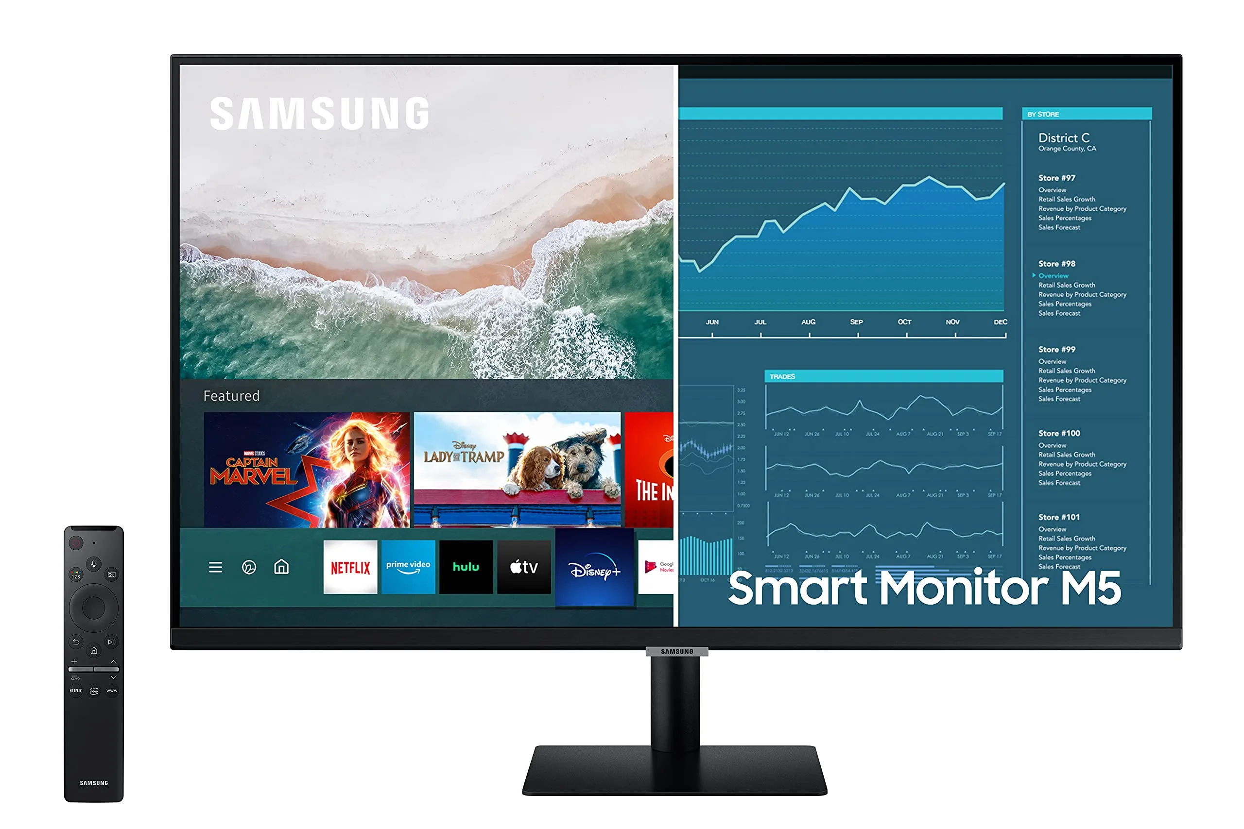 Samsung M5 Series 27-Inch FHD Smart Monitor with Built-in Speakers & Remote Control