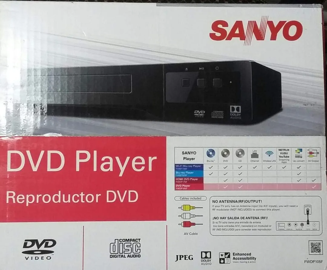 Sanyo FWDP105F DVD Player with AV Output, Plays DVD/CD, Enhanced Accessibility, DOLBY Audio