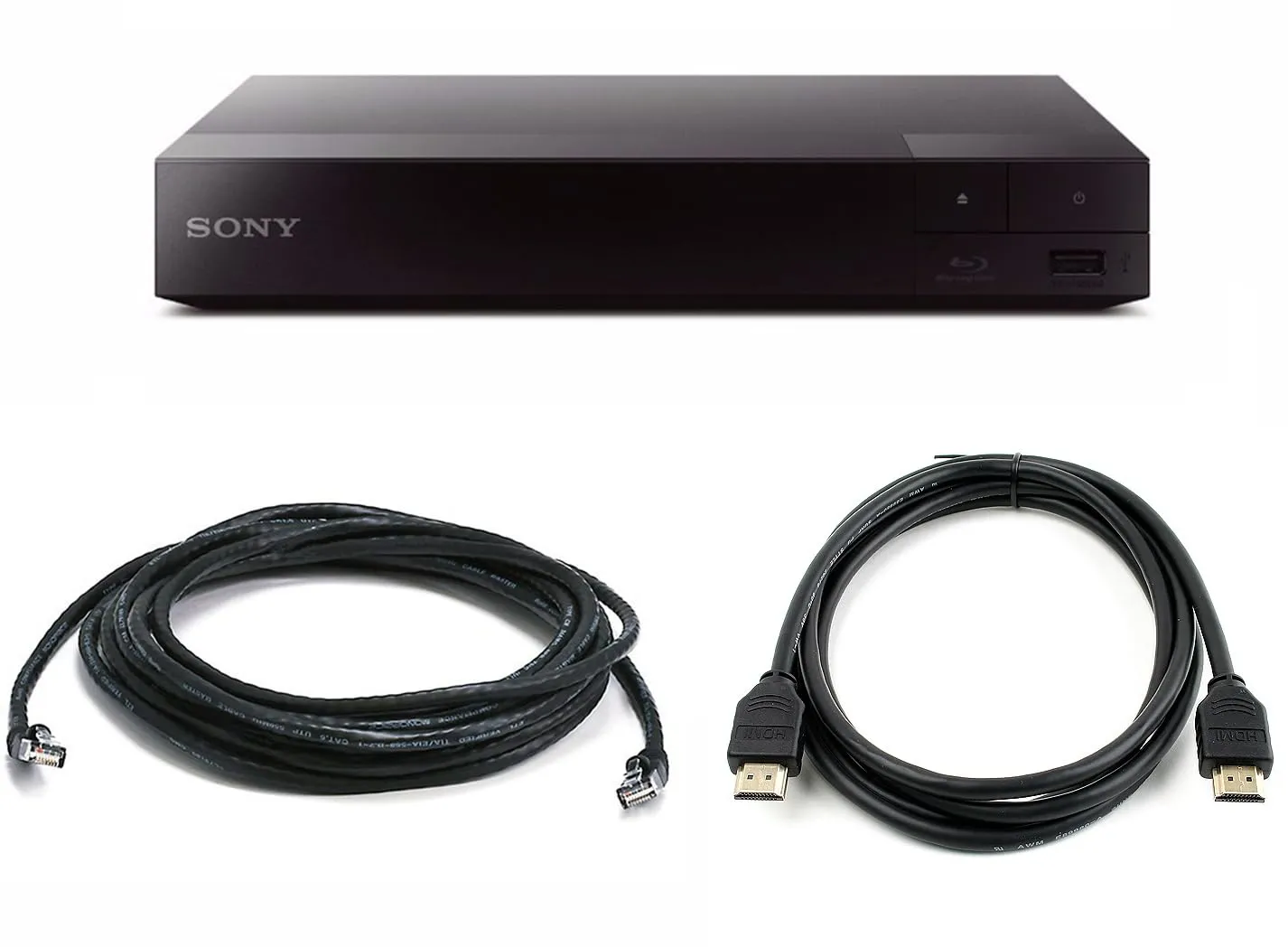 Sony BDP-S1700 Blu-Ray Disc Player Bundle with HDMI & Ethernet Cables, Remote Control, Batteries