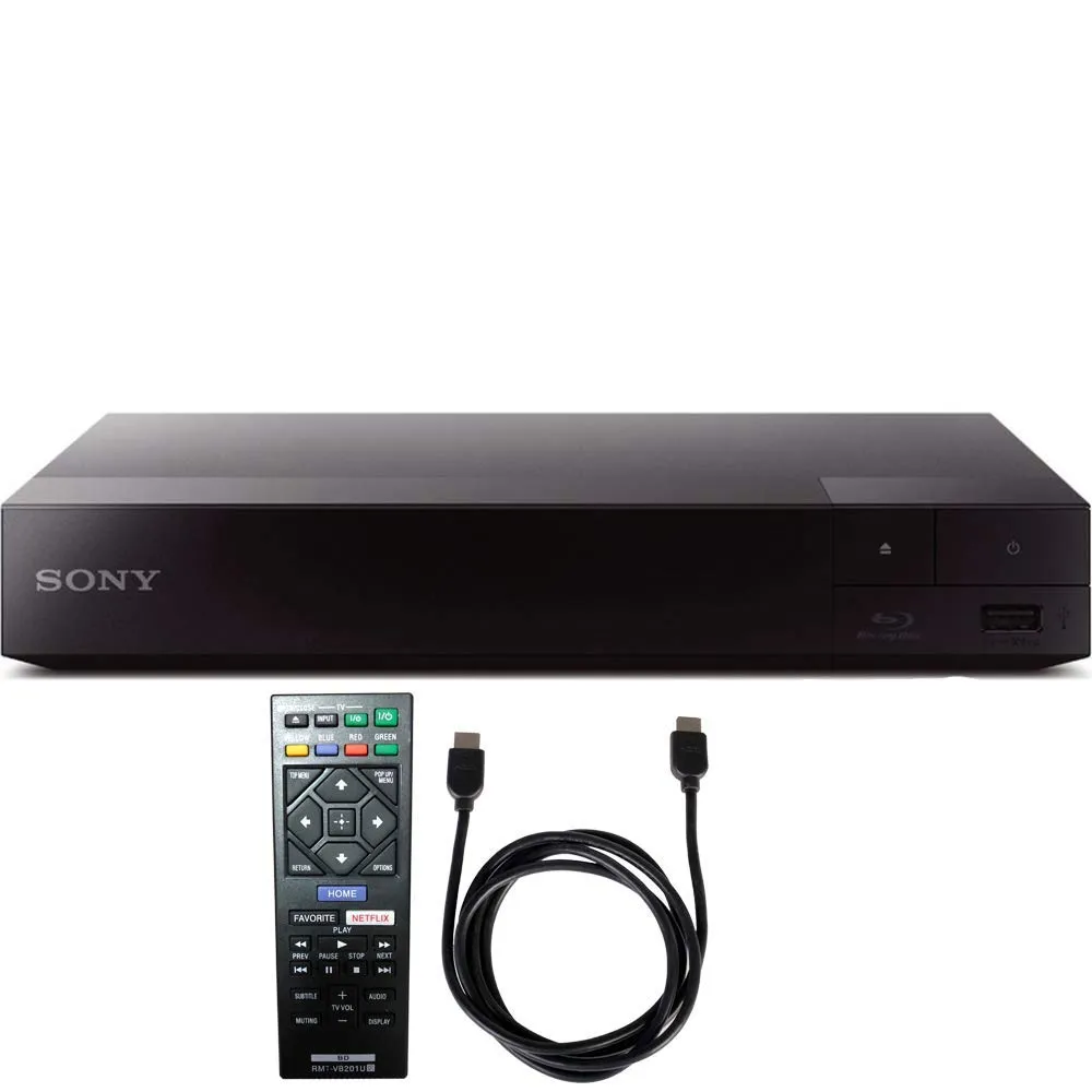 Sony BDP-S3700 Streaming Blu-ray Player with Wi-Fi & 6ft HDMI Cable - Renewed Quality