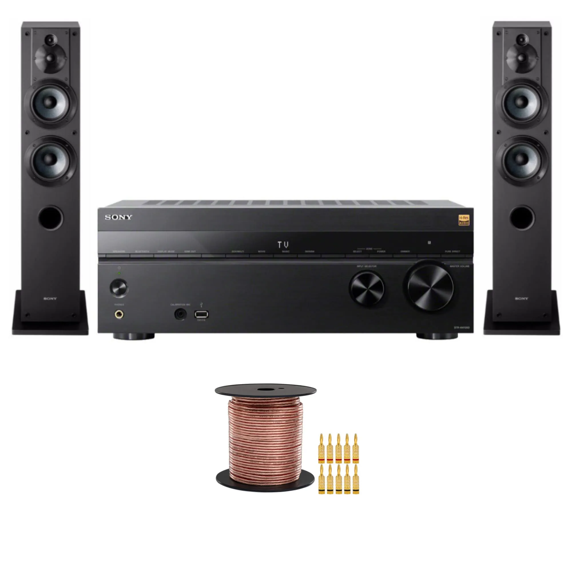 Sony STR-AN1000 7.2 Channel 8K AV Receiver & 3-Way Floorstanding Speakers Bundle (Black)