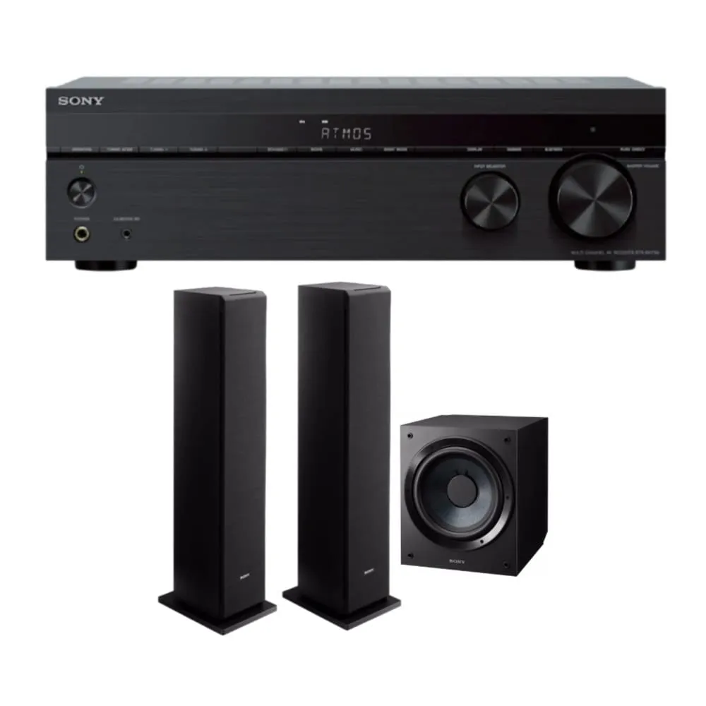 Sony STR-DH790 4K 7.2-Channel AV Receiver with SSCS3 Speakers & SACS9 Subwoofer Bundle, Black