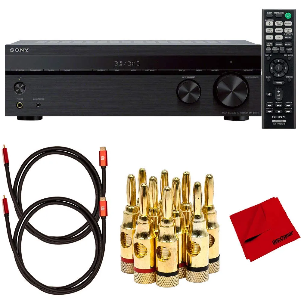 Sony STRDH590 5.2 Multi-Channel 4K HDR AV Receiver with HDMI Cable Bundle