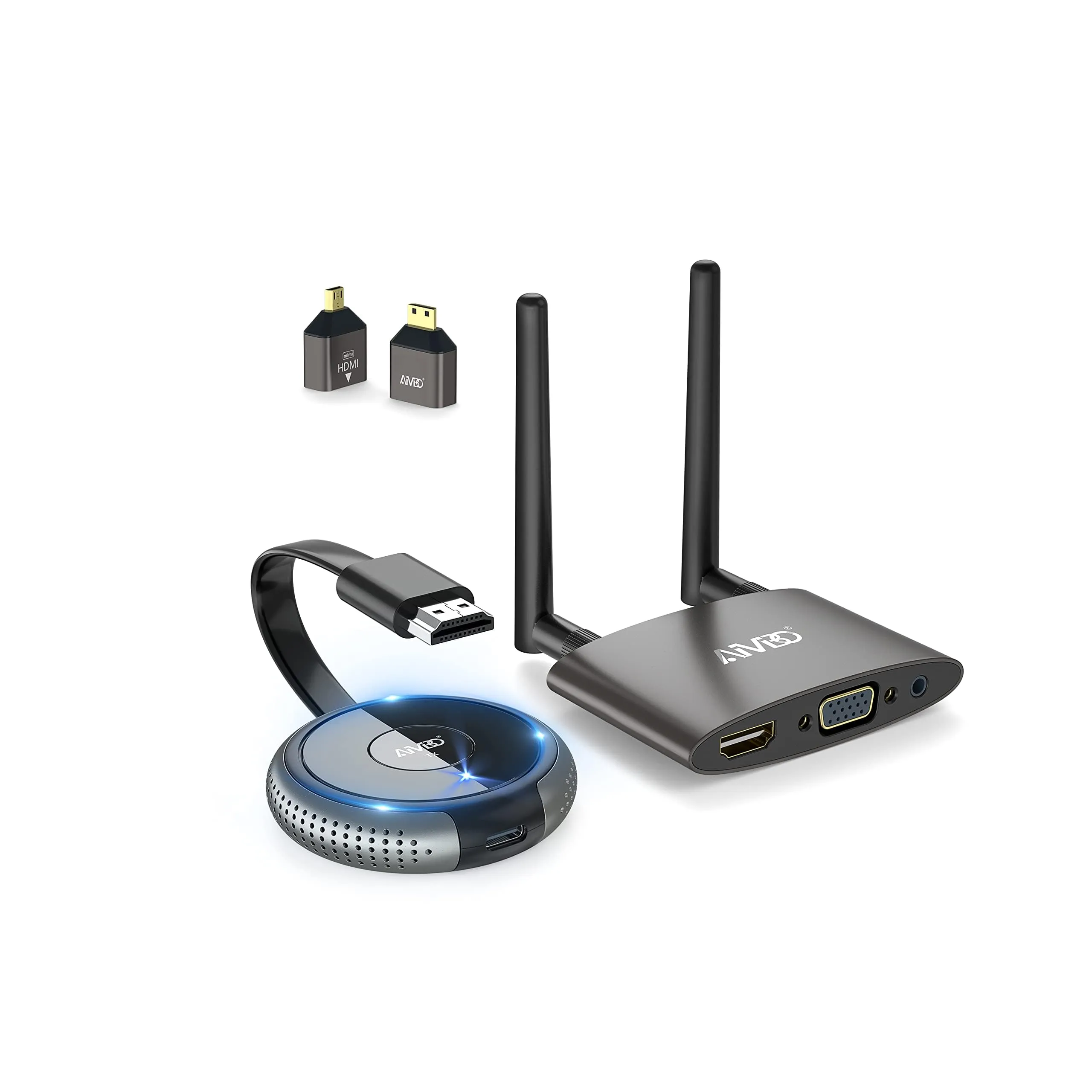 TIMBOOTECH Wireless HDMI Transmitter & Receiver 4K Dual Screen, 165FT Range, Plug & Play, Multi-TX