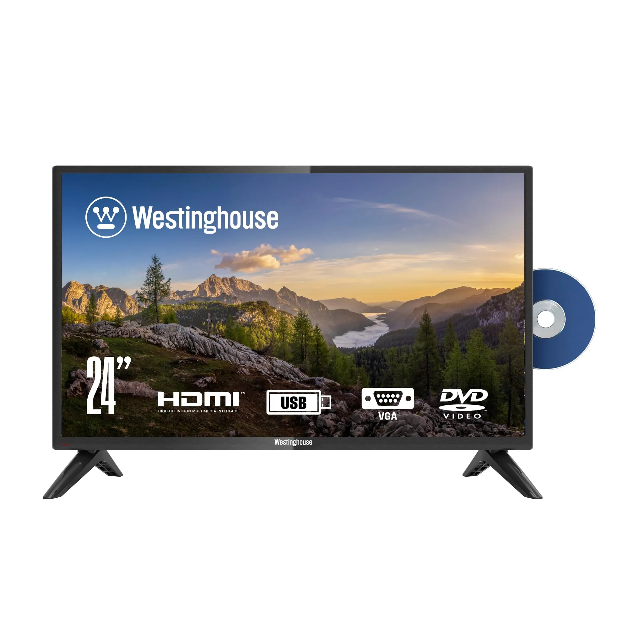 Westinghouse 24 Inch TV-DVD Combo, 720p HD, HDMI & USB Inputs, Built-in Parental Controls