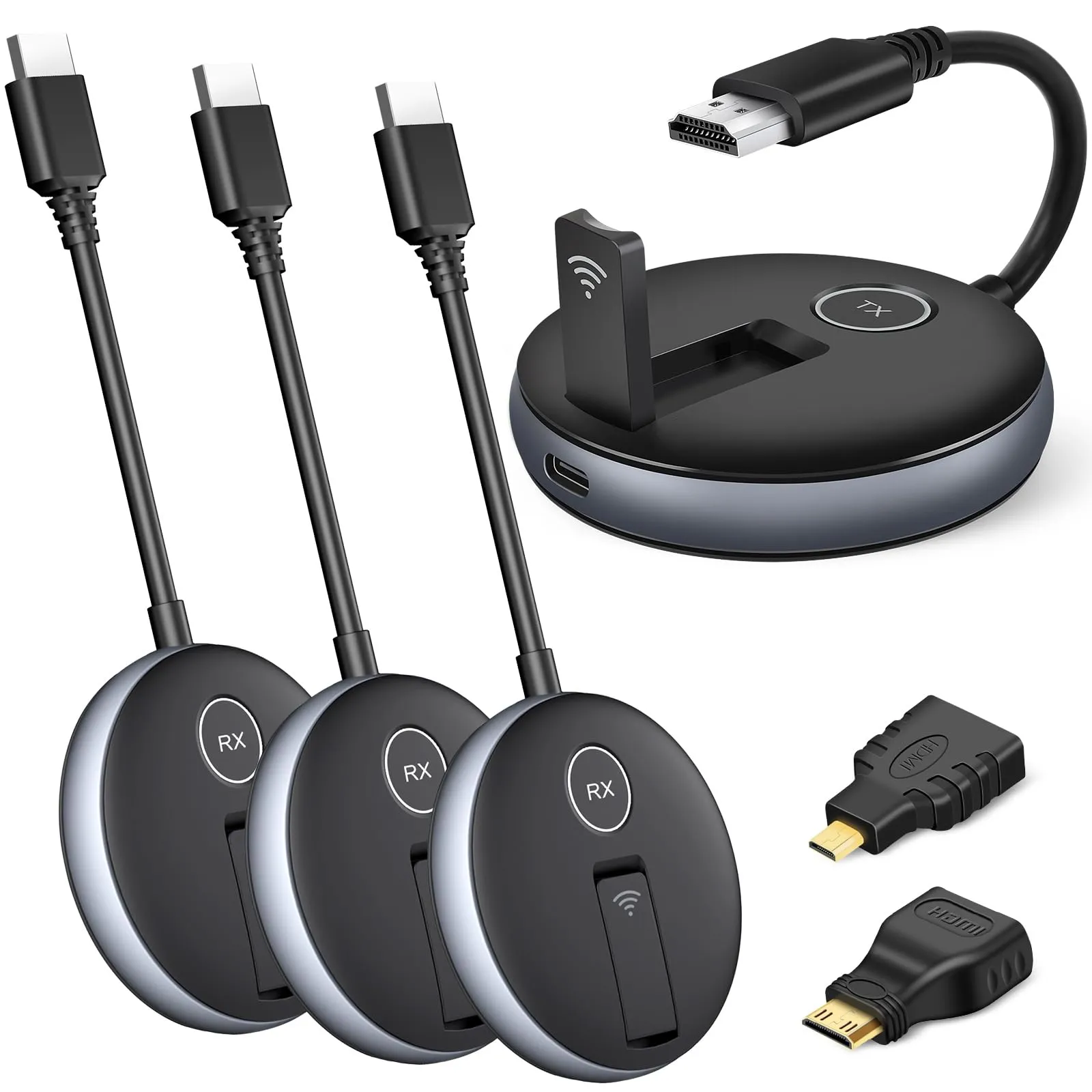 Wireless HDMI Extender Kit with 1 Transmitter, 4 Receivers, 50M Range, 1080P@60Hz Streaming